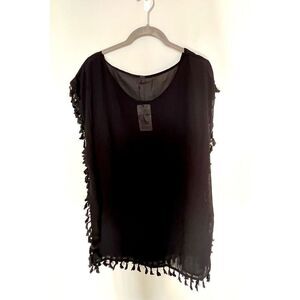 GD key black tassle swim cover up NWT S/M